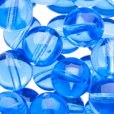 Glass Beads - 10mm - Round - Transparent Light Sapphire (25)