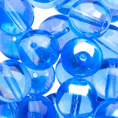 Glass Beads - 10mm - Round - Transparent Light Sapphire AB (25)