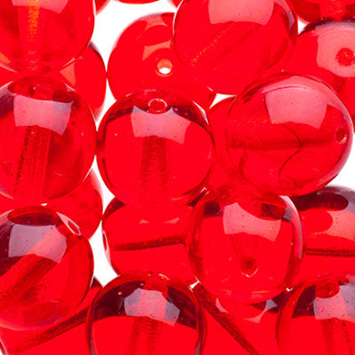 Glass Beads - 10mm - Round - Light Siam (25)