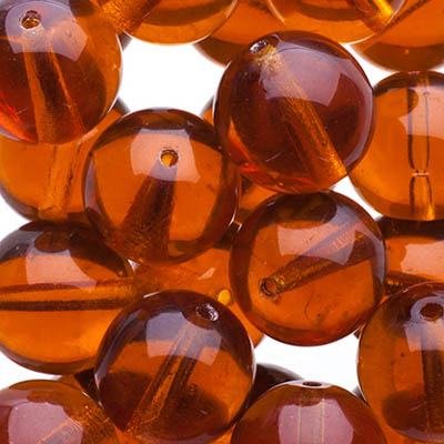 Glass Beads - 10mm - Round - Transparent Topaz (25)