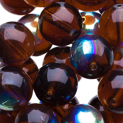 Glass Beads - 10mm - Round - Smoked Topaz AB (25)