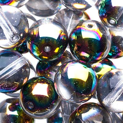 Glass Beads - 10mm - Round - Crystal Vitrail (25)