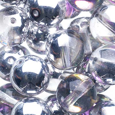 Glass Beads - 10mm - Round - Crystal Light Vitrail (25)