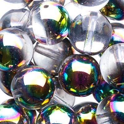 Glass Beads - 10mm - Round - Crystal Medium Vitrail (25)