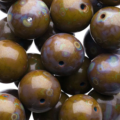 Glass Beads - 10mm - Round - Blue Travertine (25)