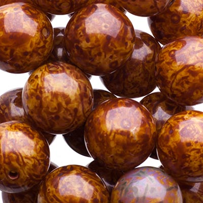 Glass Beads - 10mm - Round - Light Brown Alabaster Travertine (25)