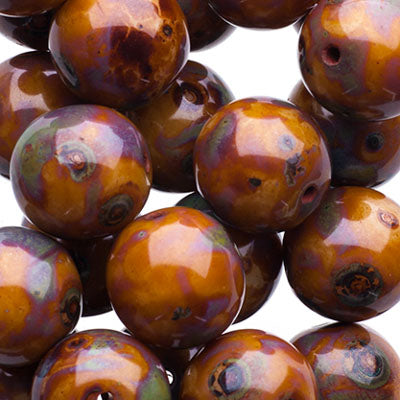 Glass Beads - 10mm - Round - Ivory Travertine (25)