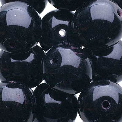 Glass Beads - 12mm - Round - Opaque Jet (25)