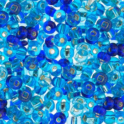 Czech Seed Beads - 2/0 - Blue Aqua Silver Lined Mix 22g