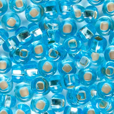 Czech Seed Beads - 2/0 - Silver Lined Transparent Aqua 22g