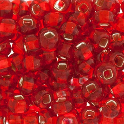 Czech Seed Beads - 2/0 - Silver Lined Transparent Light Red 22g