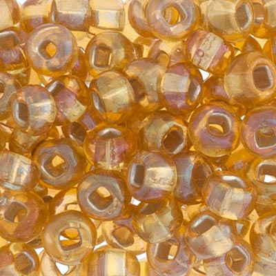 Czech Seed Beads - 2/0 - Transparent Light Topaz Silver Lined AB 22g