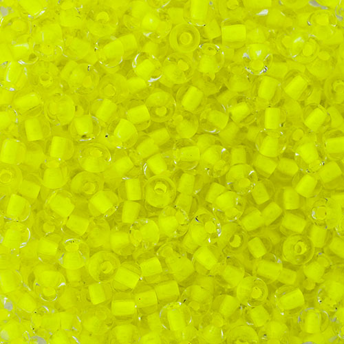Czech Seed Beads - 2/0 - Crystal Color Lined Neon Yellow 22g