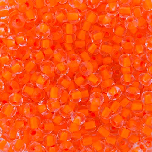 Czech Seed Beads - 2/0 - Crystal Color Lined Neon Orange 22g