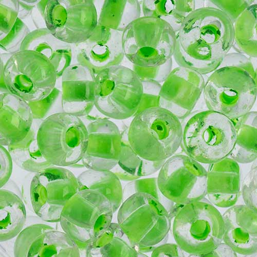 Czech Seed Beads - 2/0 - Crystal Color Lined Neon Green 22g