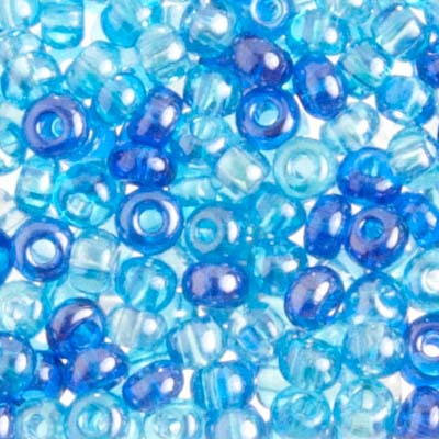 Czech Seed Beads - 6/0 - Blue/Aqua Luster Mix (22g)