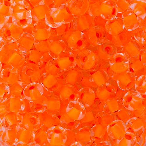 Czech Seed Beads - 6/0 - Crystal Color Lined Neon Orange (22g)