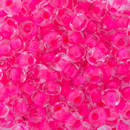 Czech Seed Beads - 6/0 - Crystal Color Lined Neon Pink (22g)