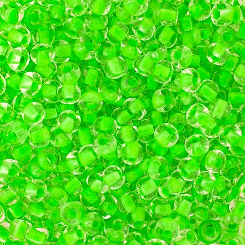 Czech Seed Beads - 6/0 - Crystal Color Lined Neon Green (22g)