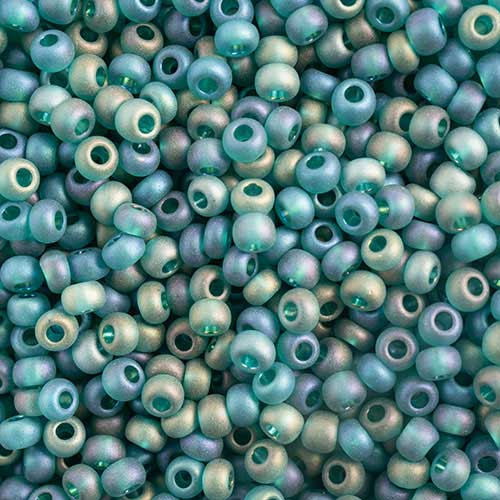Czech Seed Beads - 10/0 - Dark Green Transparent Matte AB (22g)