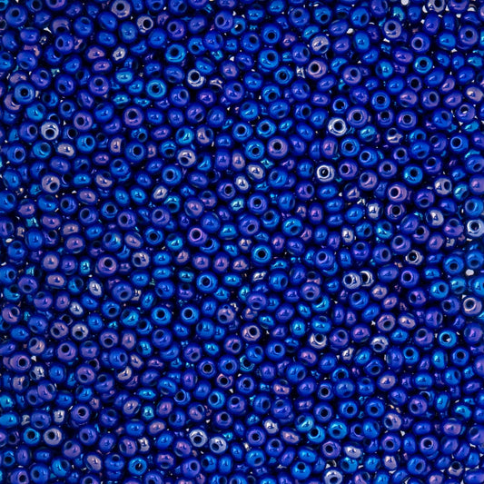 Czech Seed Beads - 10/0 - Opaque Royal Blue Rainbow (22g)
