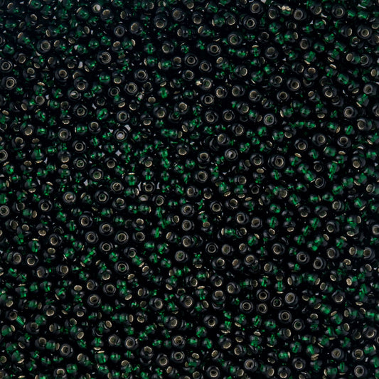 Czech Seed Beads - 10/0 - Silver Lined Dark Green (22g)