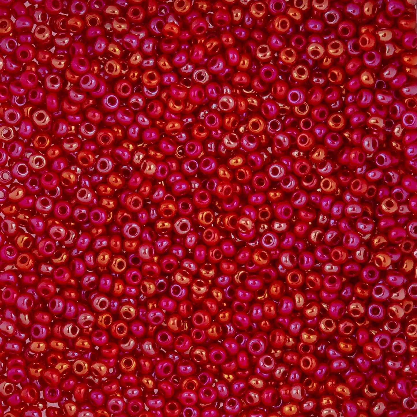 Czech Seed Beads - 10/0 - Opaque Medium Red AB (22g)