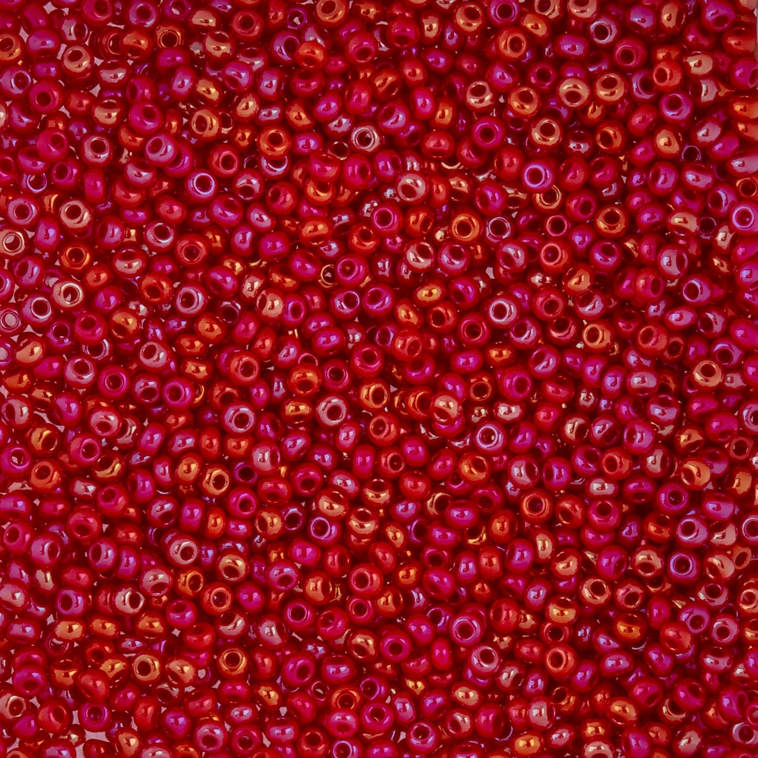 Czech Seed Beads - 10/0 - Opaque Medium Red AB (22g)