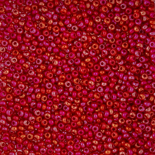 Czech Seed Beads - 10/0 - Opaque Medium Red AB (22g)