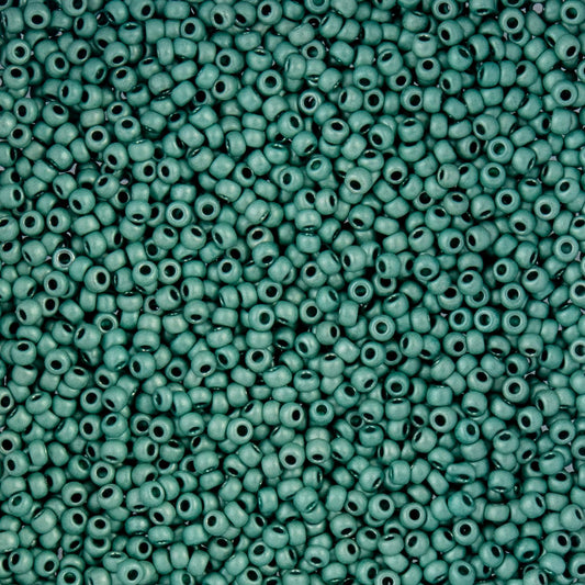Czech Seed Beads - 10/0 - Metallic Mint Green Matte Terra Color (22g)