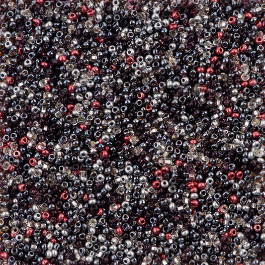 Czech Seed Beads - 10/0 - Steel and Scarlet Mix (22g)