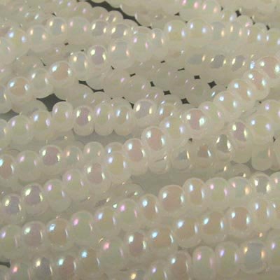 Czech - 10/0 Seed Beads - Opaque White Pearl AB (500g)