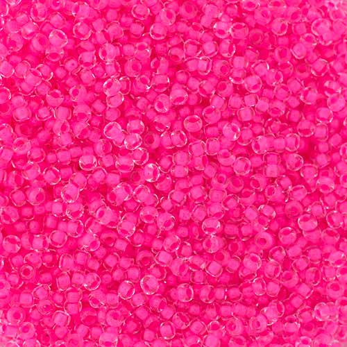 Czech - 10/0 Seed Beads - Crystal Color Lined Neon Pink (500g)