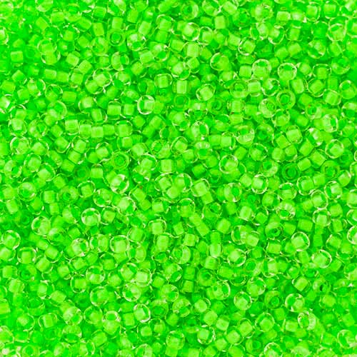 Czech - 10/0 Seed Beads - Crystal Color Lined Neon Green (500g)