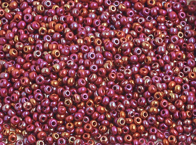Czech - 10/0 Seed Beads - Opaque Ruby AB (500g)