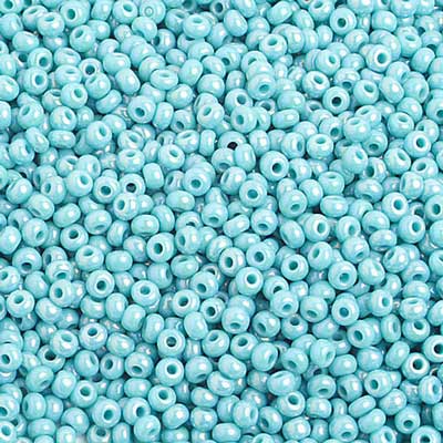 Czech - 10/0 Seed Beads - Opaque Turquoise AB (500g Strung)
