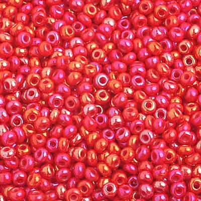 Czech Seed Beads - 10/0 - Opaque Medium Red AB (hank)