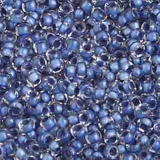 Czech - 10/0 Seed Beads - Crystal Color Lined Blue (500g Strung)