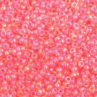 Czech - 10/0 Seed Beads - Transparent Salmon Pink Rainbow AB (500g)