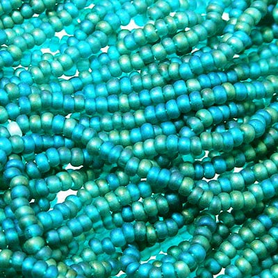 Czech - 10/0 Seed Beads - Transparent Teal Green Matte AB (500g)