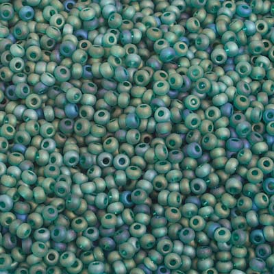 Czech - 10/0 Seed Beads - Transparent Dark Green AB Matte (500g)