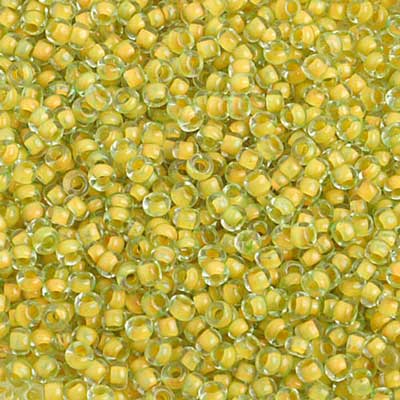 Czech - 10/0 Seed Beads - Color Lined Green/Yellow Terra Color (500g Strung)