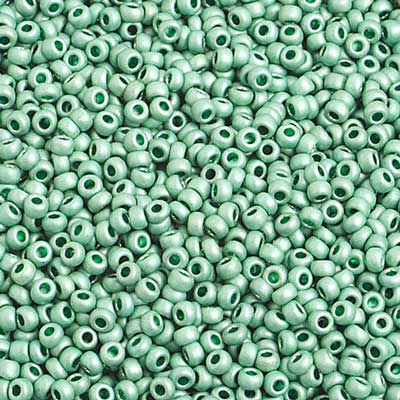 Czech - 10/0 Seed Beads - Metallic Mint Green Matte Terra Color (500g Strung)