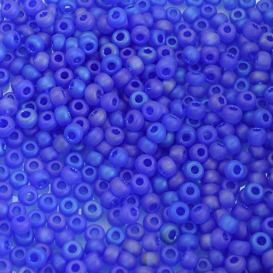 Czech Seed Beads - 8/0 - Transparent Blue Matte AB (20g)