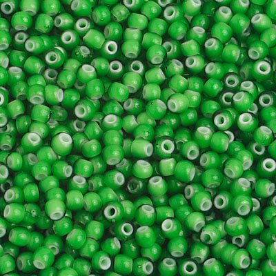 Czech Seed Beads - 8/0 - Green White Heart (250g)