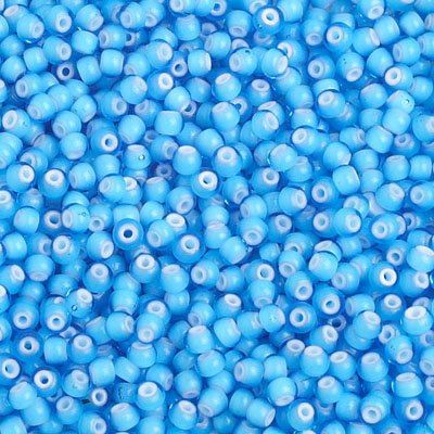 Czech Seed Beads - 8/0 - Turquoise Blue White Heart (250g)