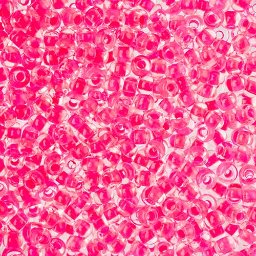 Czech Seed Beads - 8/0 - Crystal Color Lined Neon Pink (500g)