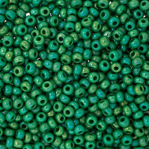 Czech Seed Beads - 8/0 - Opaque Medium Green Rainbow (500g)