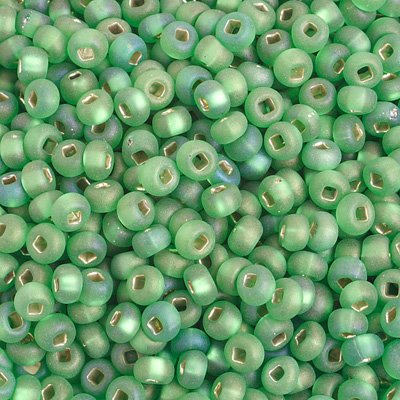 Czech Seed Beads - 6/0 - Matte Silver Lined Green Rainbow (500g)