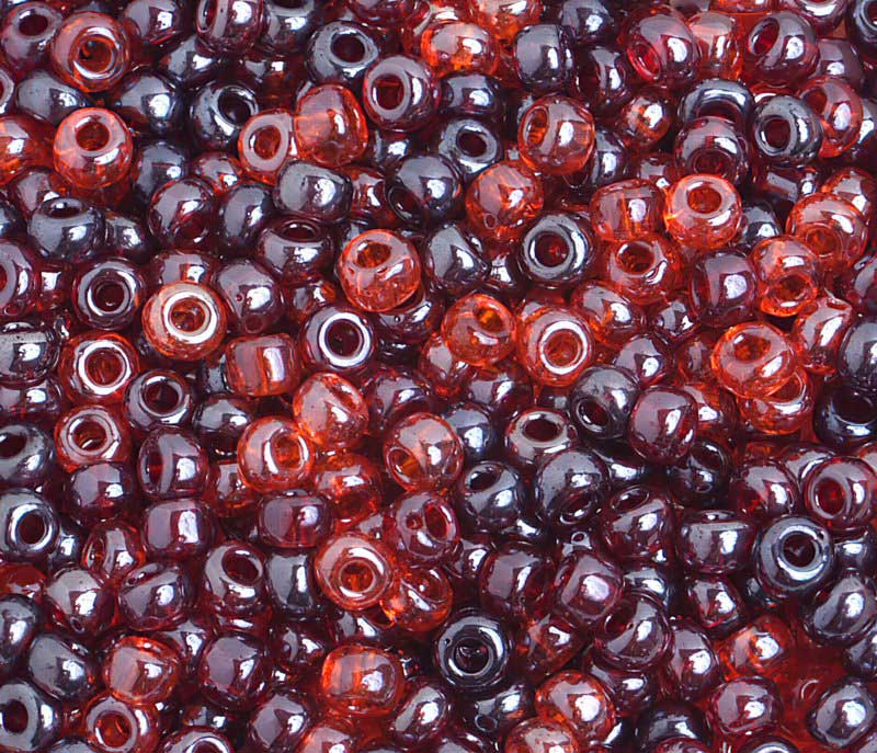 Czech Seed Beads - 6/0 - Transparent Red Lustered Mix (500g)